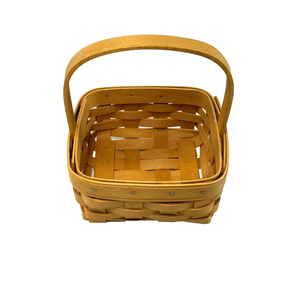 2001 Longaberger Tarragon Basket Stationary Handle Vintage 5.5